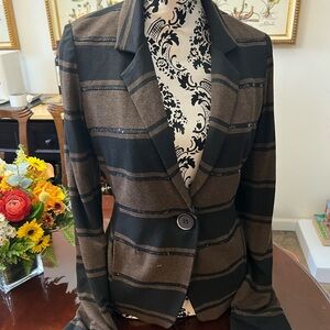 Bailey 44 Black and Brown Striped Blazer with a bit of shimmer.